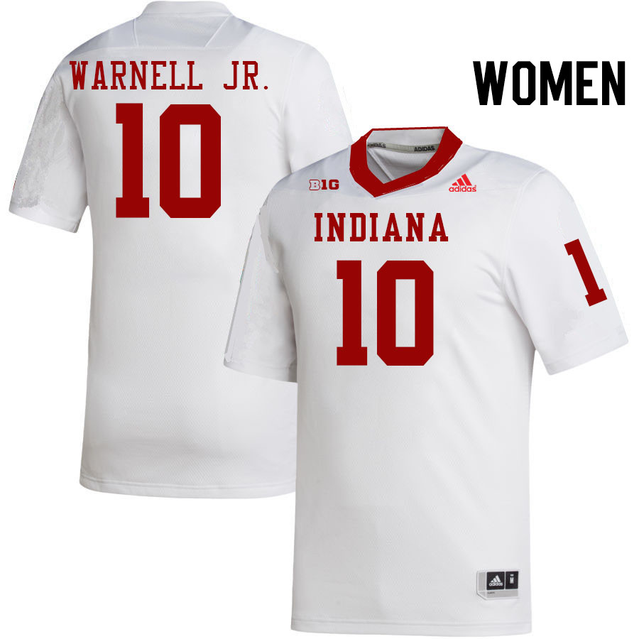 Women #10 DJ Warnell Jr. Indiana Hoosiers College Football Jerseys Stitched-White